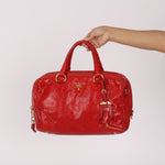Prada Vitello Shoulder Bag Red Crinkled Calfskin