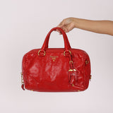 Prada Vitello Shoulder Bag Red Crinkled Calfskin
