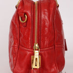 Prada Vitello Shoulder Bag Red Crinkled Calfskin
