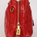 Prada Vitello Shoulder Bag Red Crinkled Calfskin