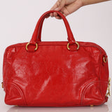 Prada Vitello Shoulder Bag Red Crinkled Calfskin
