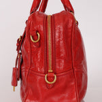 Prada Vitello Shoulder Bag Red Crinkled Calfskin