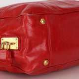Prada Vitello Shoulder Bag Red Crinkled Calfskin