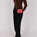 Prada Logo Cutout Red Nylon and Saffiano Leather Crossbody Bag