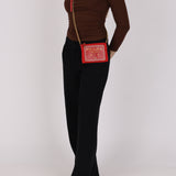 Prada Logo Cutout Red Nylon and Saffiano Leather Crossbody Bag