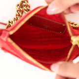 Prada Logo Cutout Red Nylon and Saffiano Leather Crossbody Bag