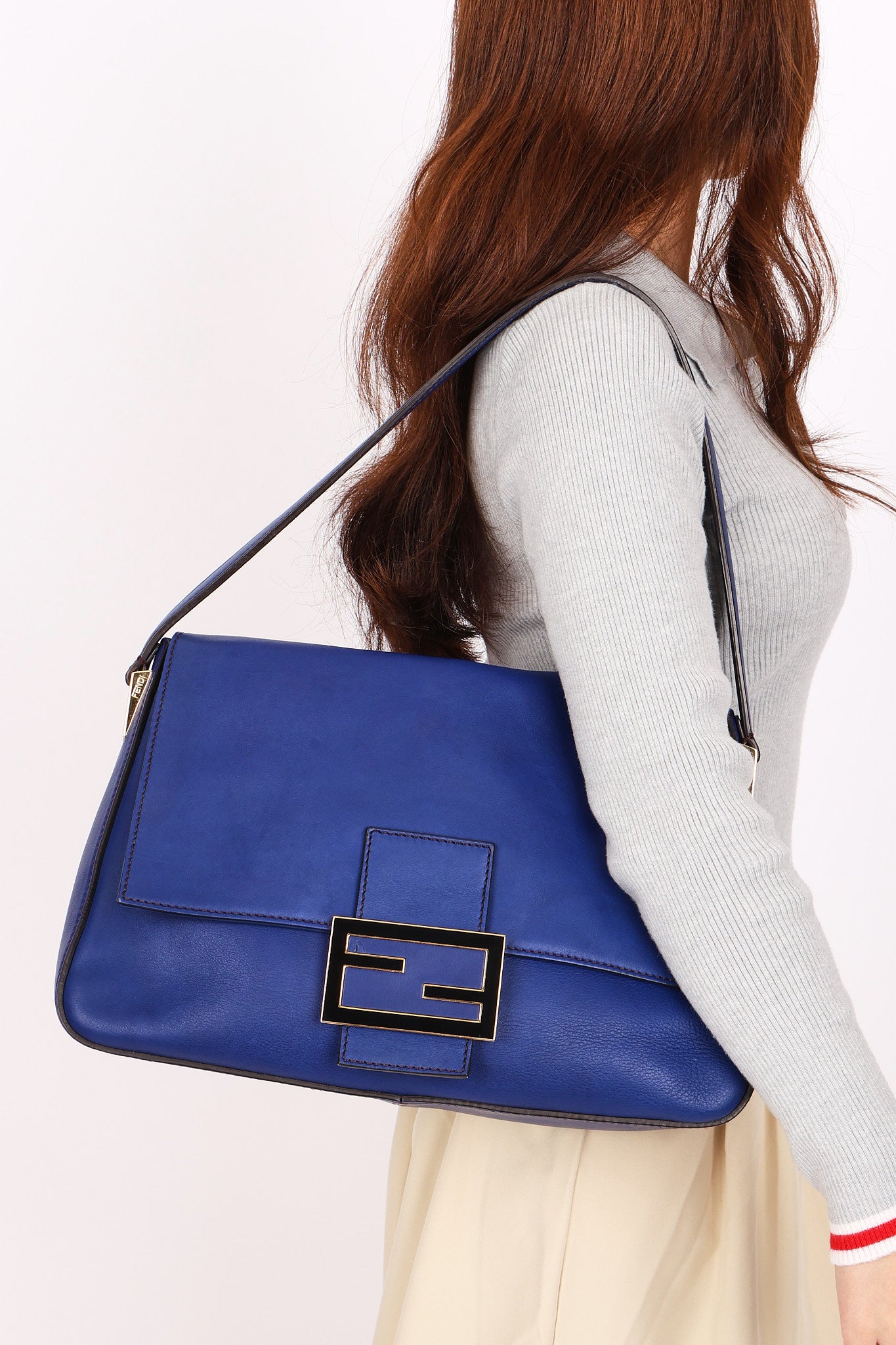 Fendi Mamma Forever Baguette Royal Blue GHW