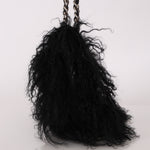 Chanel Shearling Fur Single Flap w/ Pouch Black Lambskin SHW
