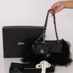 Chanel Shearling Fur Single Flap w/ Pouch Black Lambskin SHW
