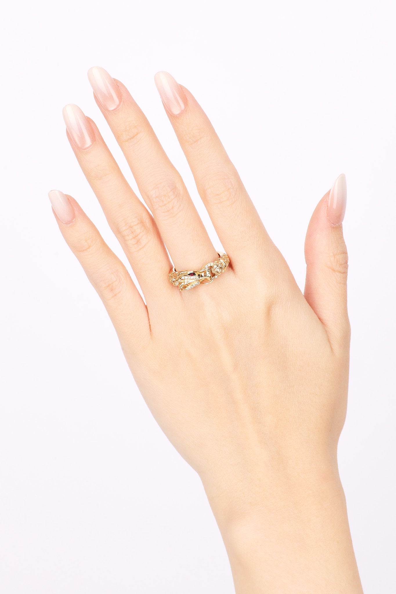 Effy Dragon Motif 14K Ruby and Diamond Ring, Size US 6.75