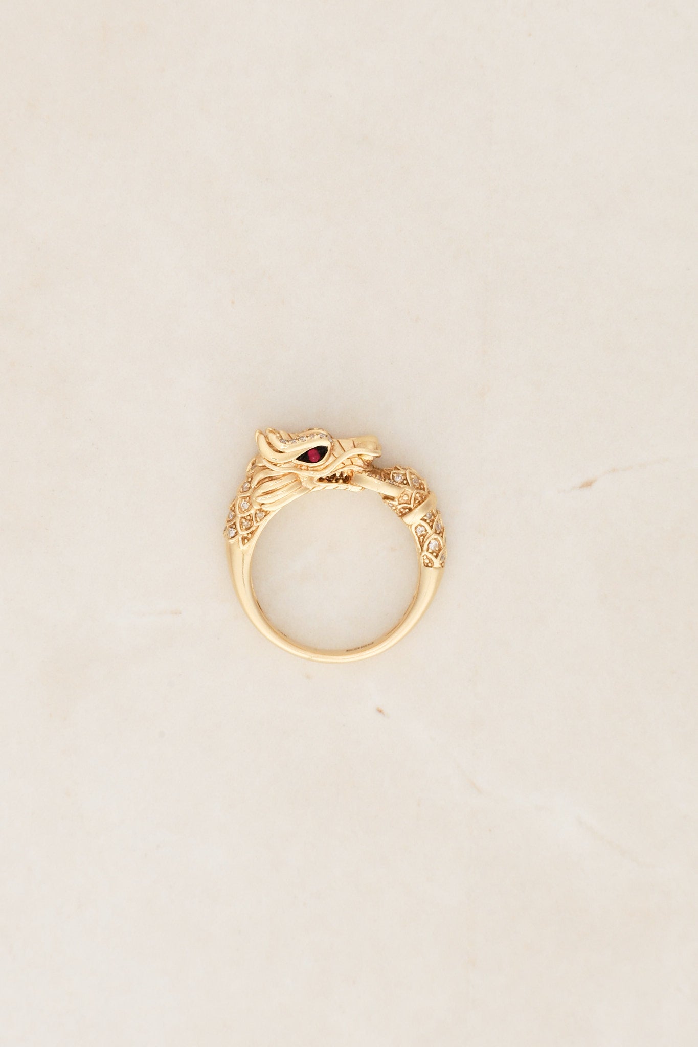 Effy Dragon Motif 14K Ruby and Diamond Ring, Size US 6.75