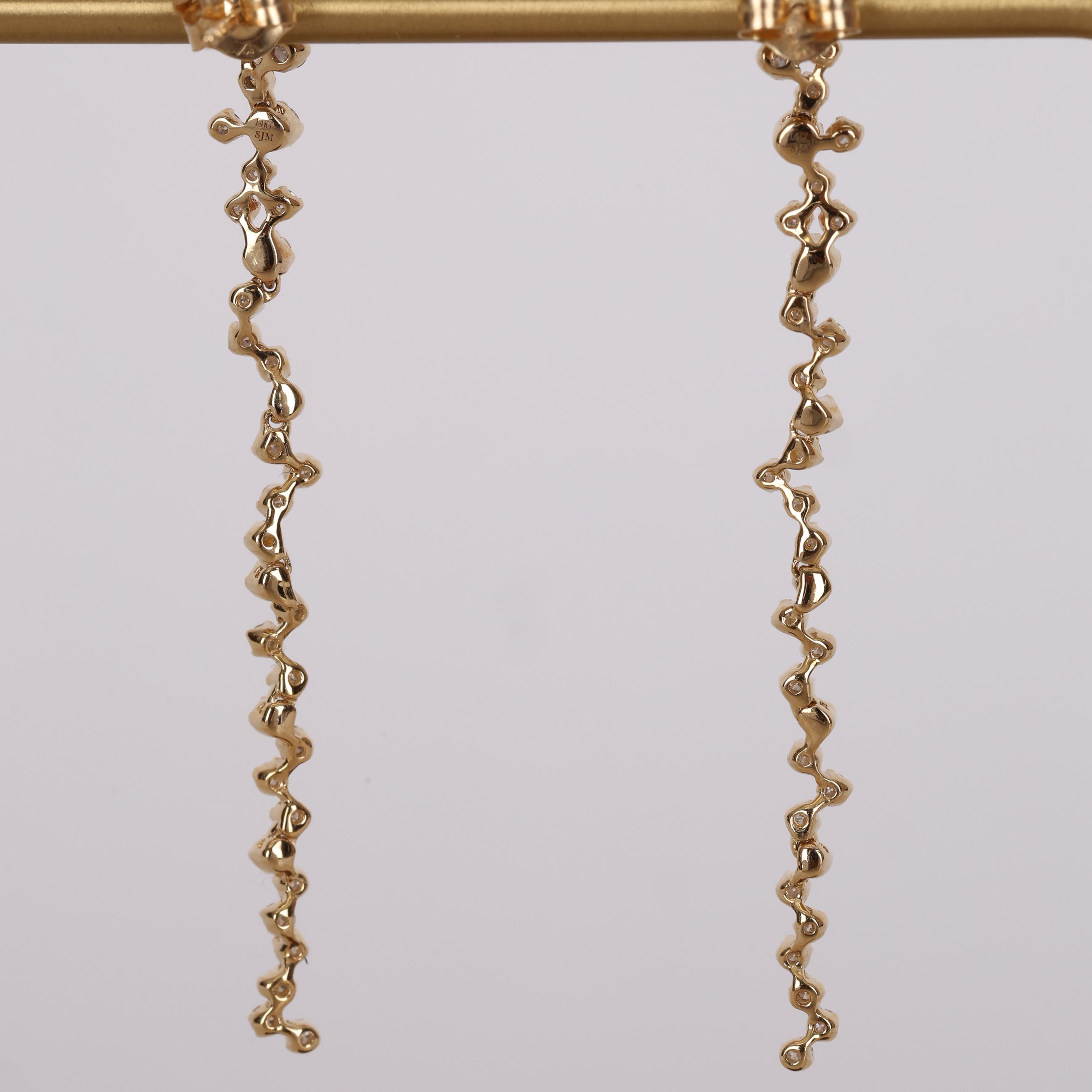 14K Yellow Gold Diamond Drop Earrings