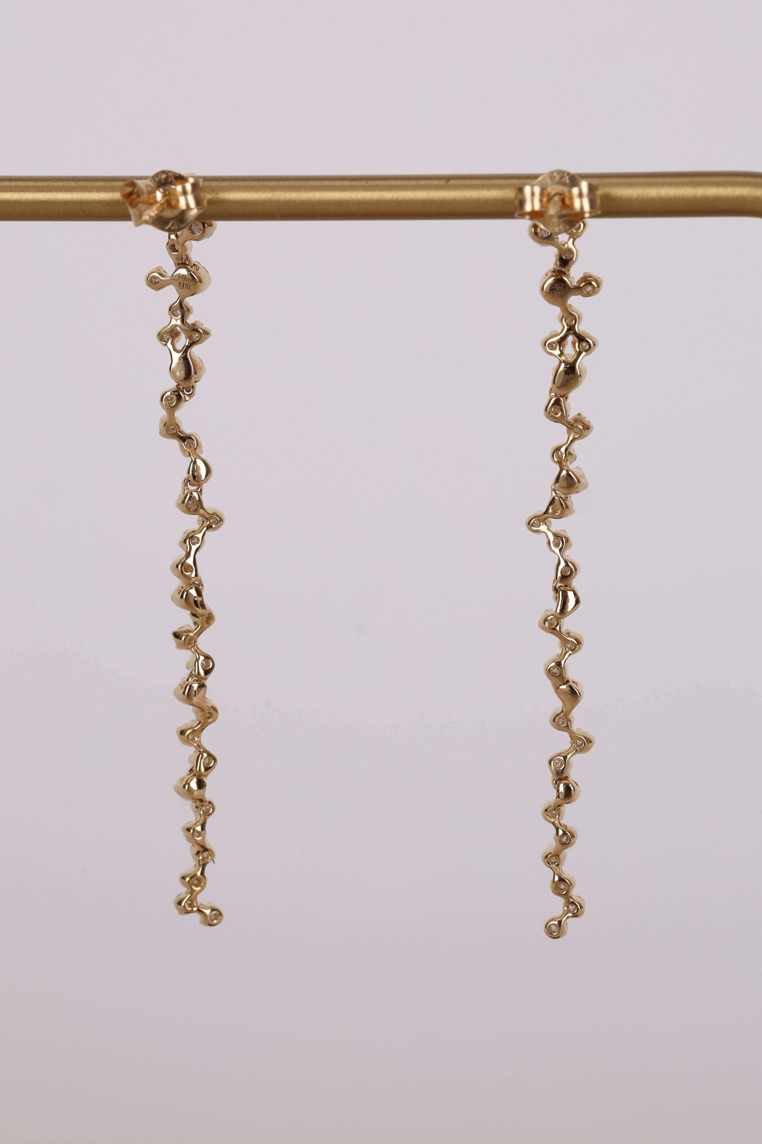 14K Yellow Gold Diamond Drop Earrings