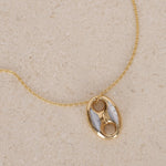 14K Yellow Gold Mother of Pearl Mariner Link Pendant Necklace