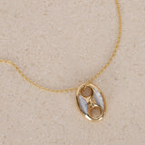 14K Yellow Gold Mother of Pearl Mariner Link Pendant Necklace