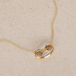 14K Yellow Gold Mother of Pearl Mariner Link Pendant Necklace
