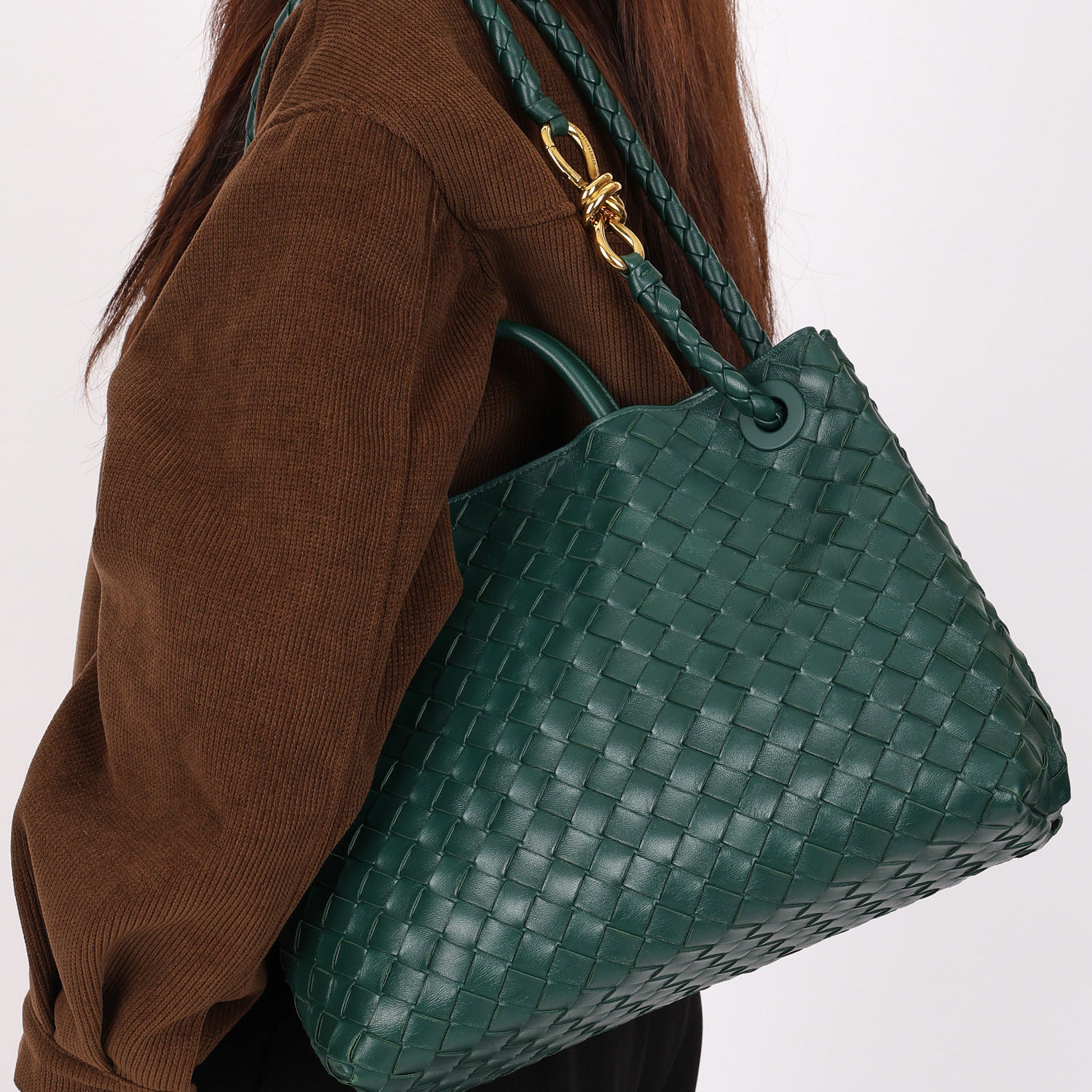 Bottega Veneta Medium Intrecciato Andiamo Bag Dark Green