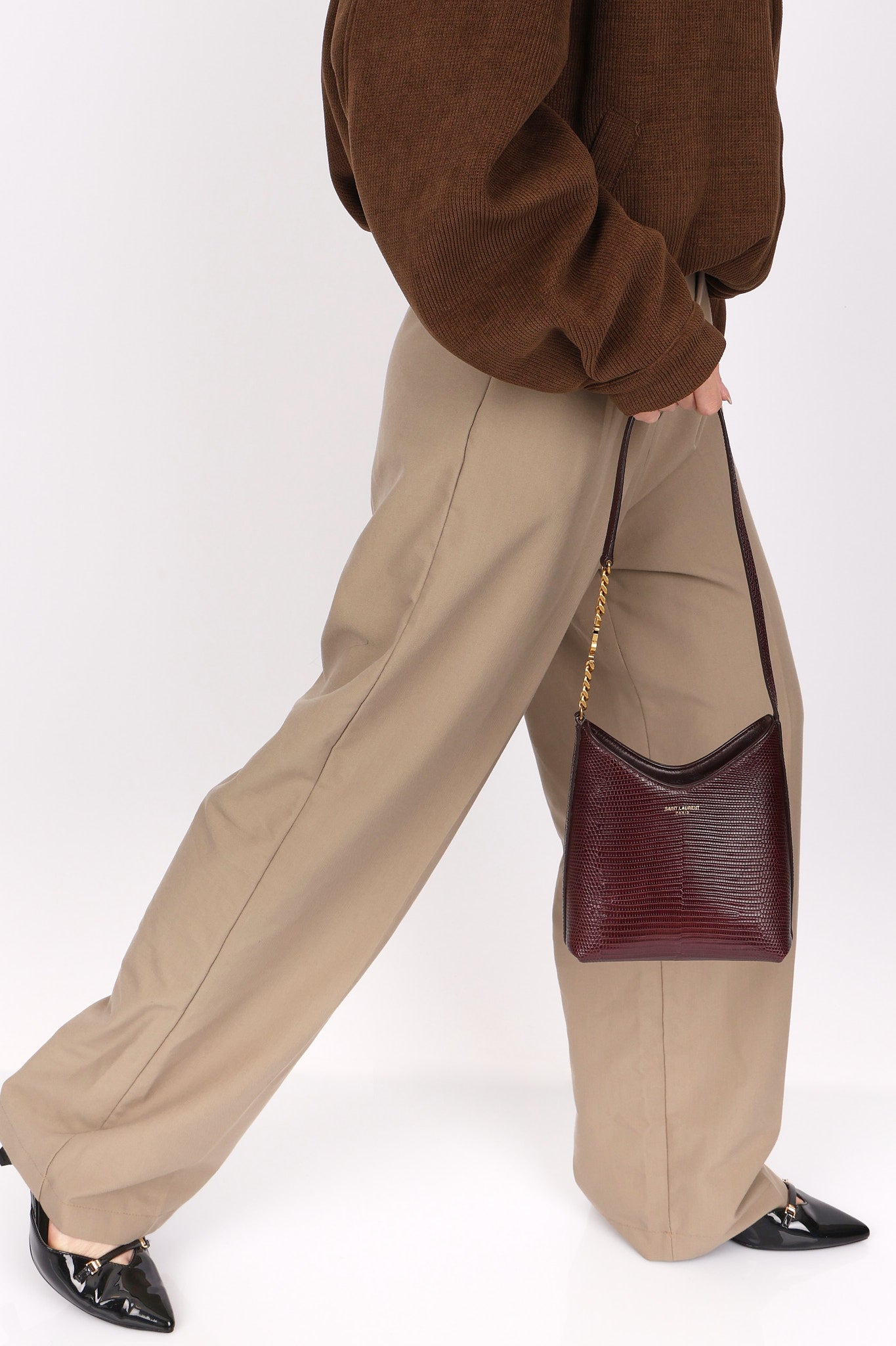 Saint Laurent Mini Rendez-Vous Bag Bordeaux Lizard