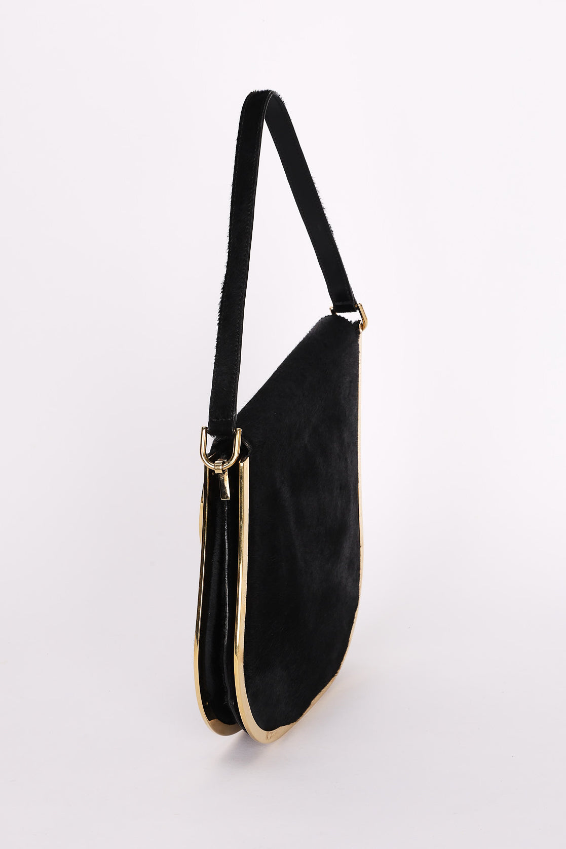 Gucci Gold Frame Ponyhair Shoulder Bag 1980s
