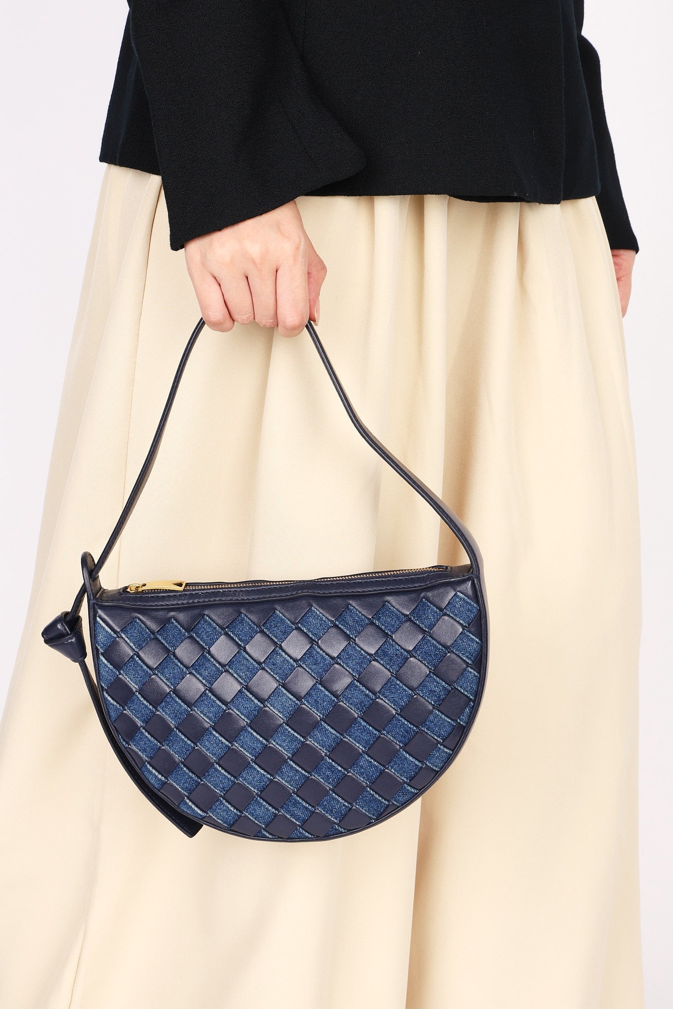 Bottega Veneta Intrecciato Denim Sunrise Bag