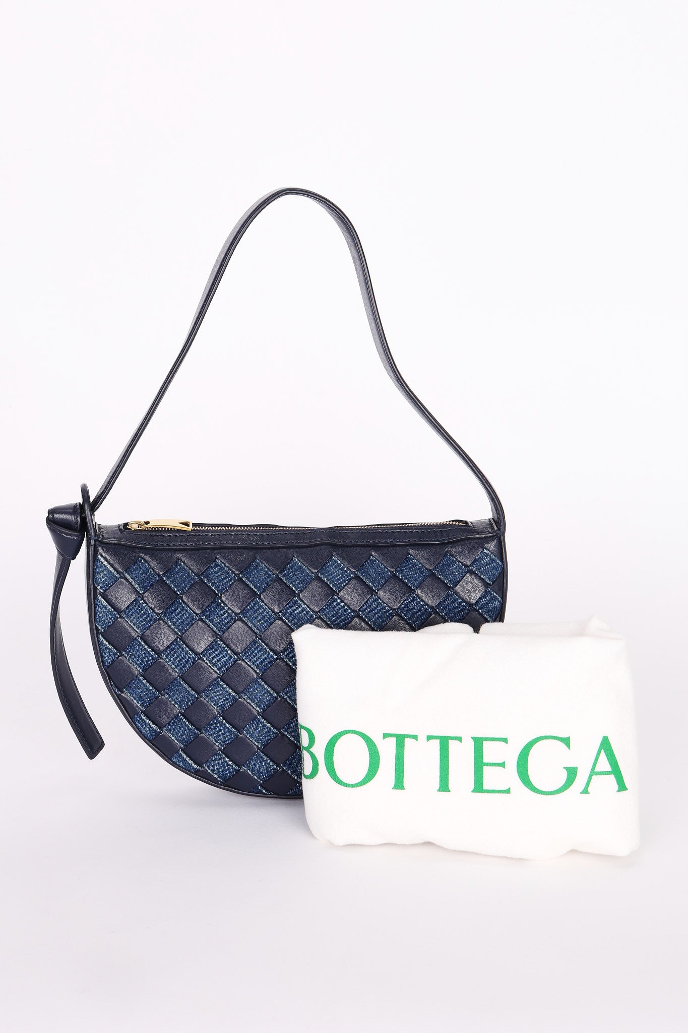 Bottega Veneta Intrecciato Denim Sunrise Bag