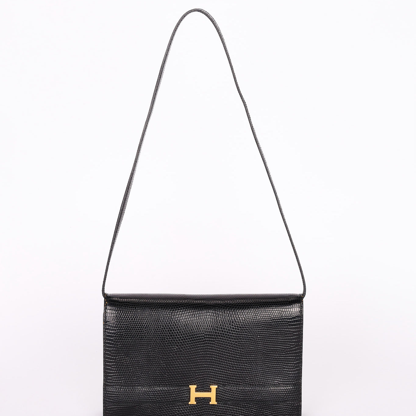 Hermès Sac Annie Shoulder Bag Noir Salvator Lizard GHW