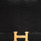 Hermès Sac Annie Shoulder Bag Noir Salvator Lizard GHW