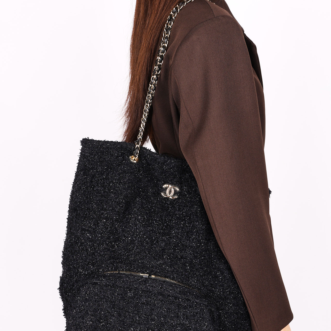 Chanel Bag Black Tweed CGHW