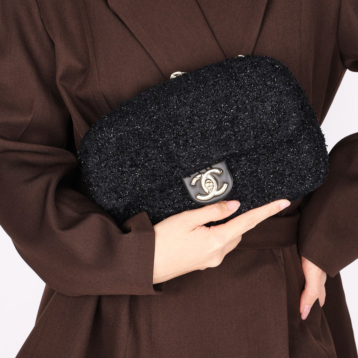 Chanel Bag Black Tweed CGHW