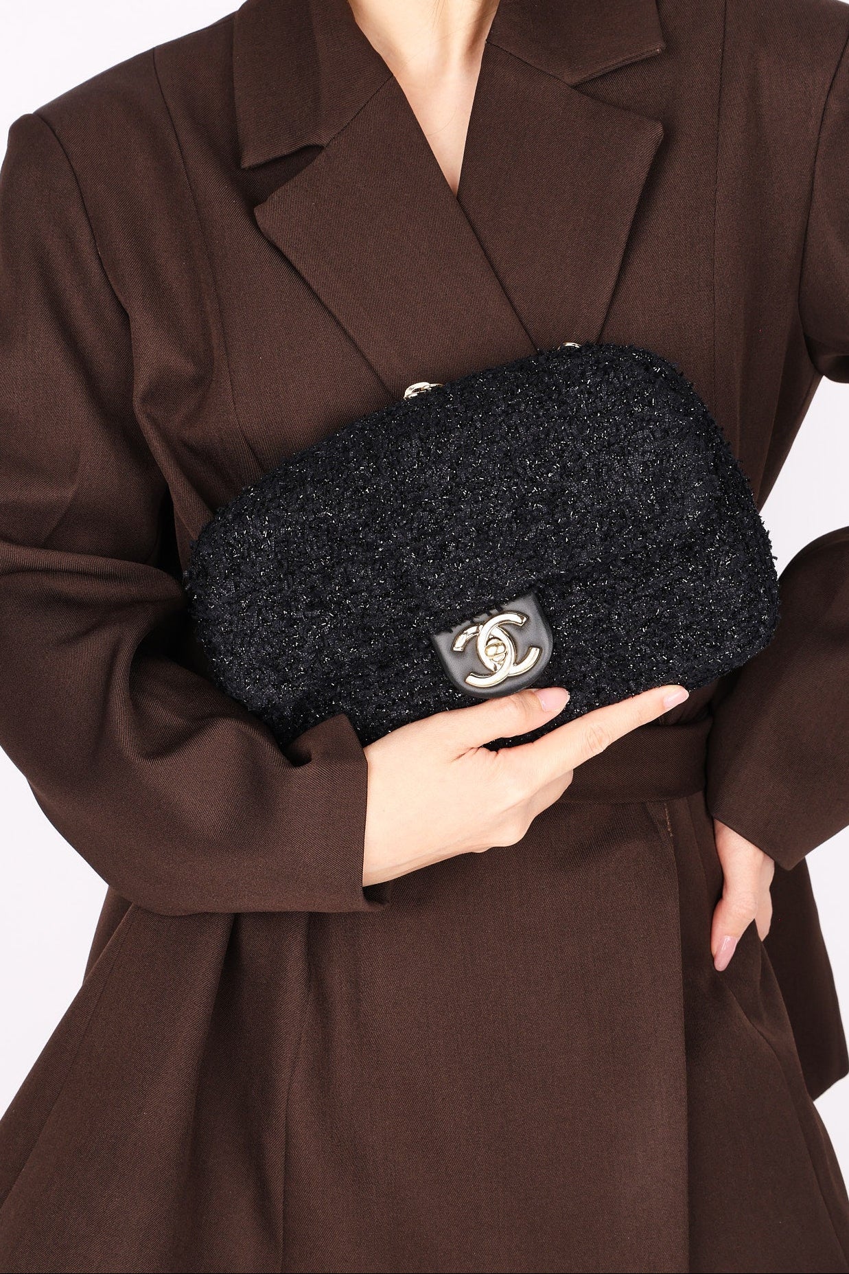 Chanel Bag Black Tweed CGHW