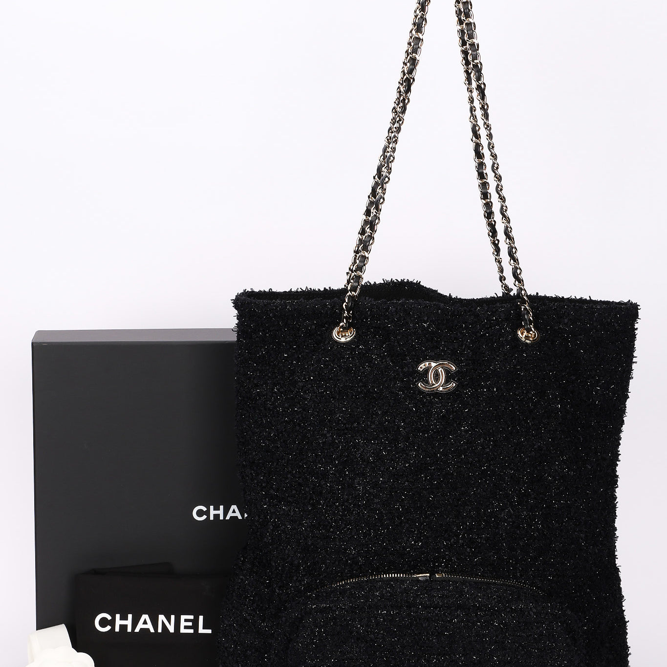 Chanel Bag Black Tweed CGHW