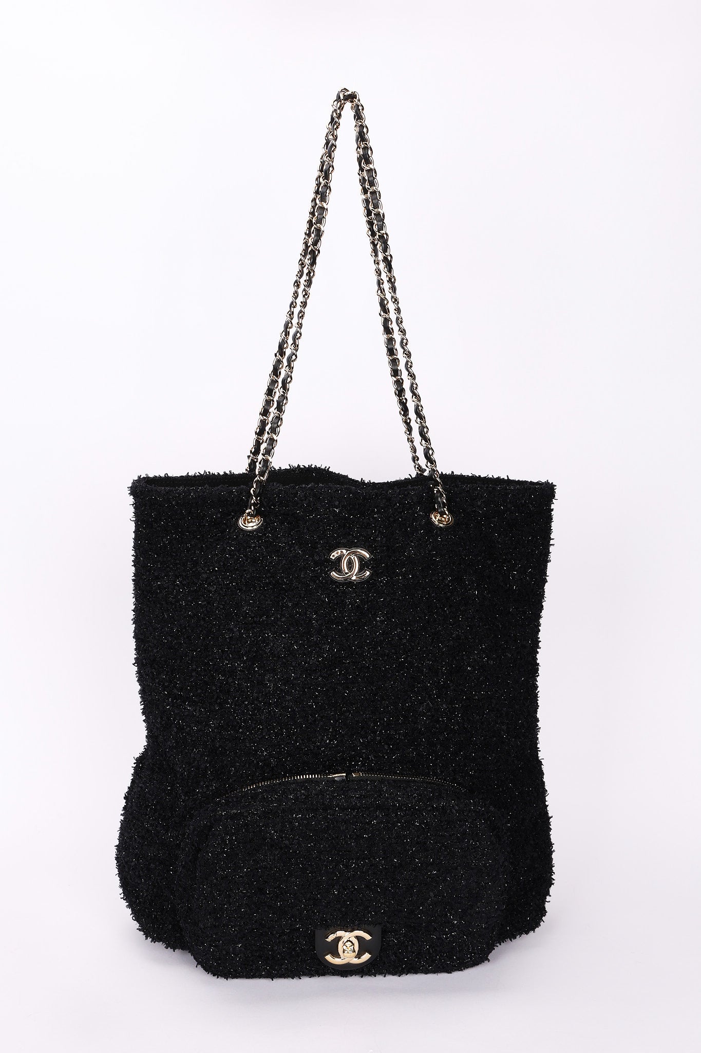 Chanel Bag Black Tweed CGHW