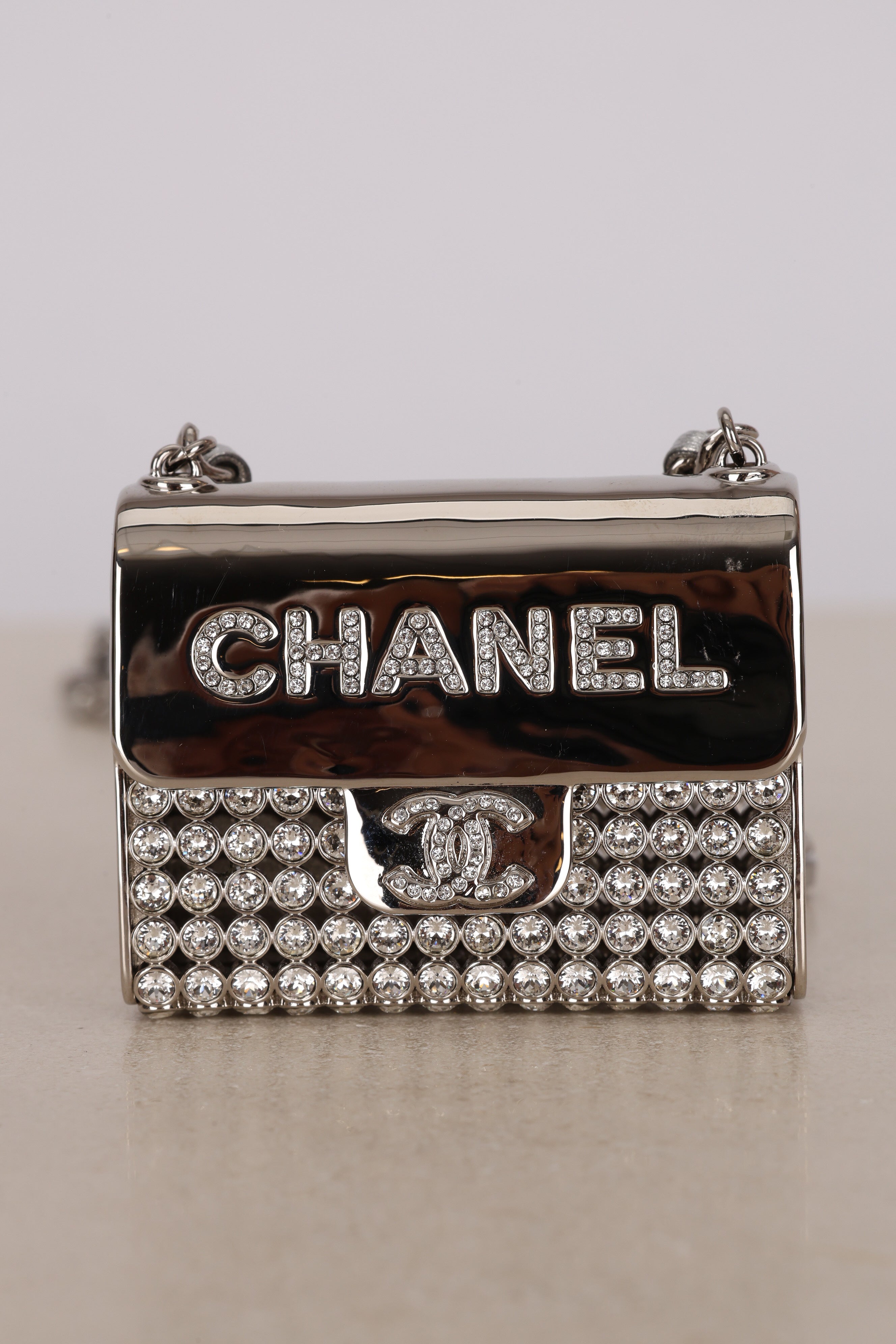 Chanel 2022 Strass & Leather Purse CC Long Pendant Necklace