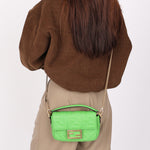 Fendi Zucca Embossed Mini Baguette Bag Green