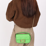 Fendi Zucca Embossed Mini Baguette Bag Green