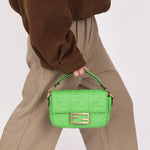 Fendi Zucca Embossed Mini Baguette Bag Green