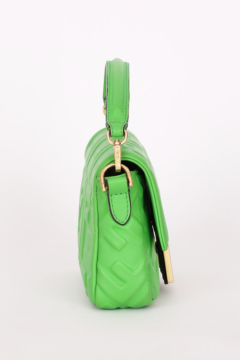 Fendi Zucca Embossed Mini Baguette Bag Green
