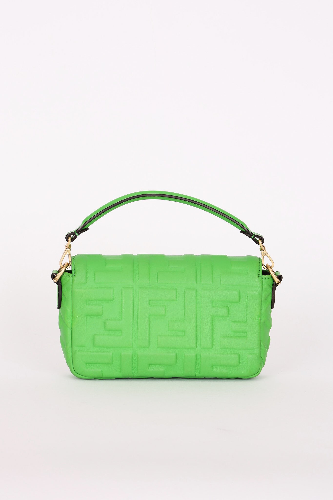 Fendi Zucca Embossed Mini Baguette Bag Green