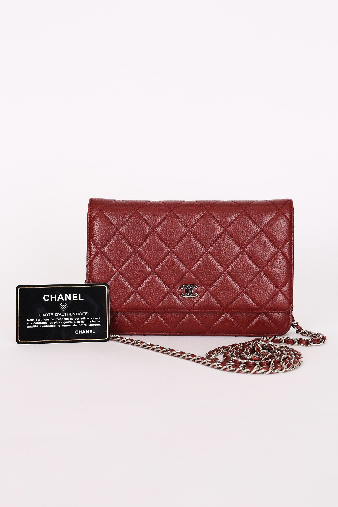 Chanel Caviar Bordeaux Wallet on Chain