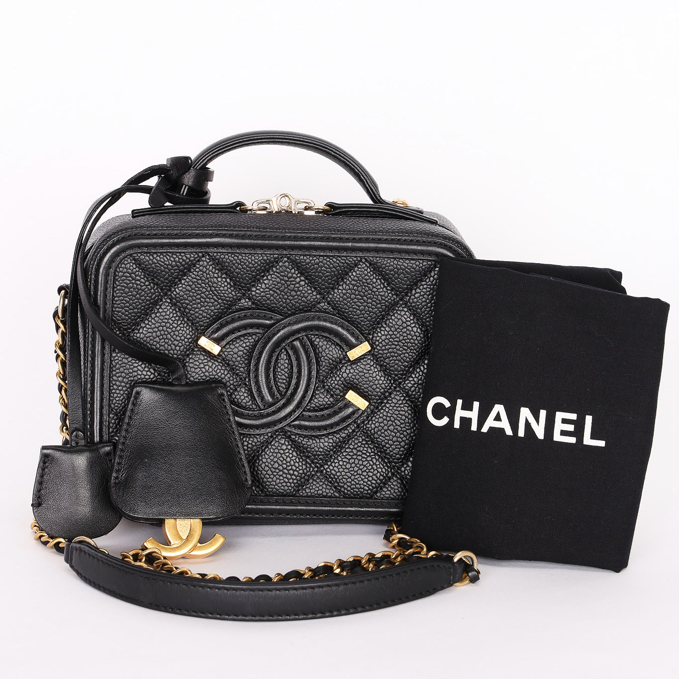 Chanel Caviar Black Filigree Crossbody Bag