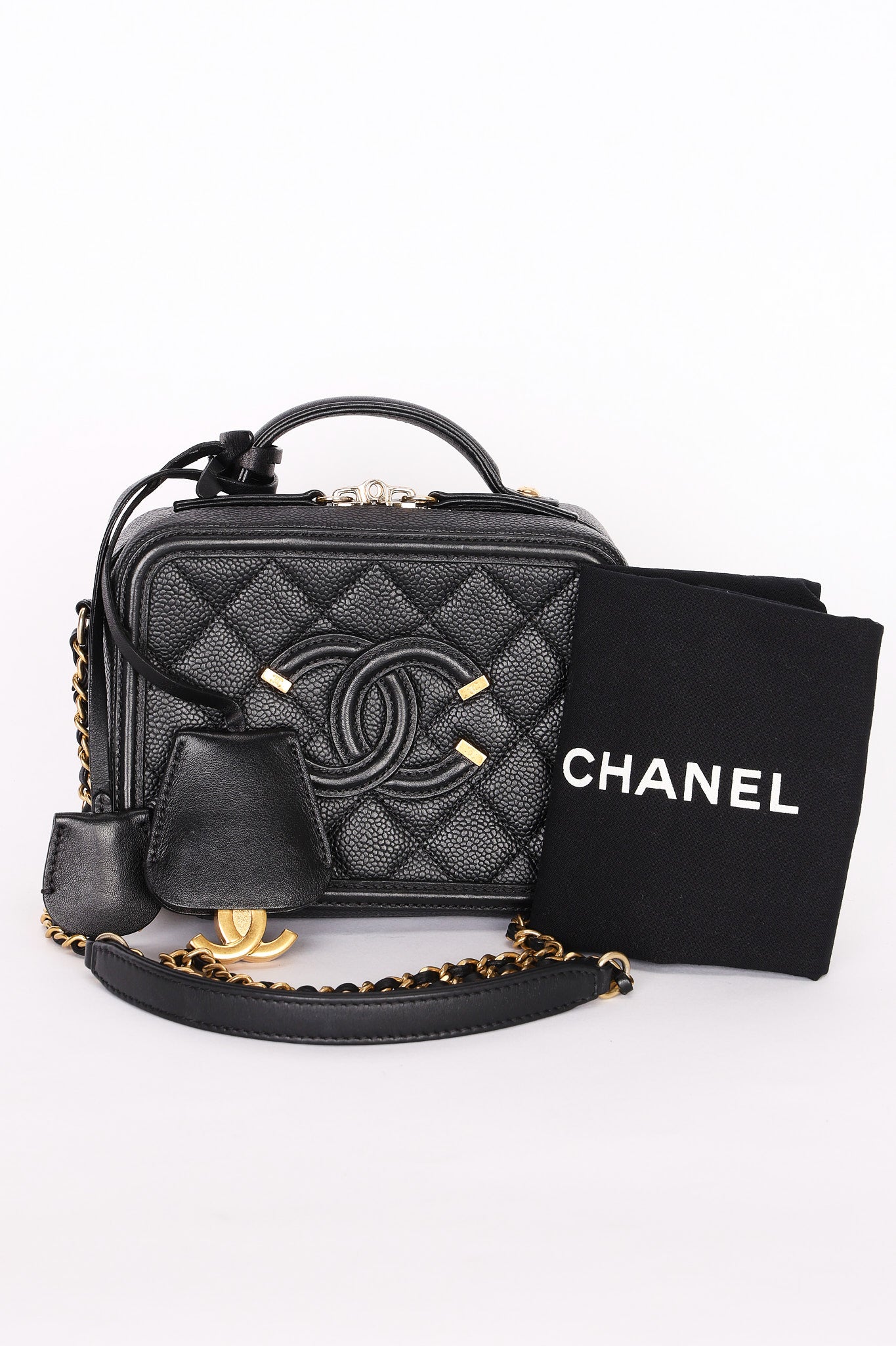 Chanel Caviar Black Filigree Crossbody Bag