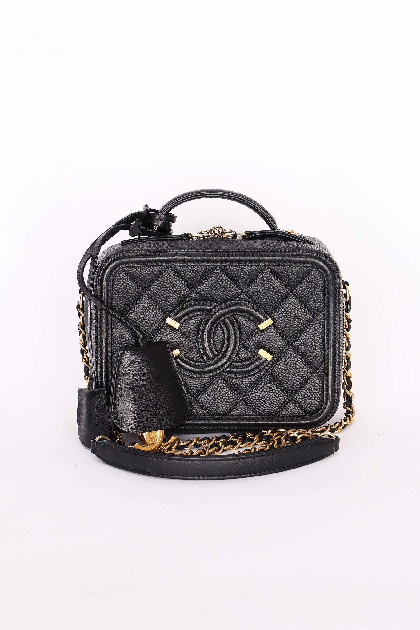 Chanel Caviar Black Filigree Crossbody Bag