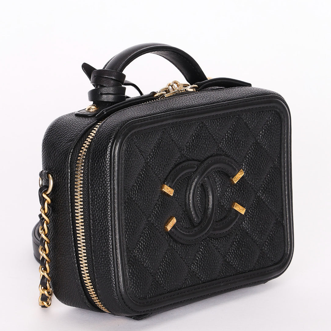 Chanel Caviar Black Filigree Crossbody Bag
