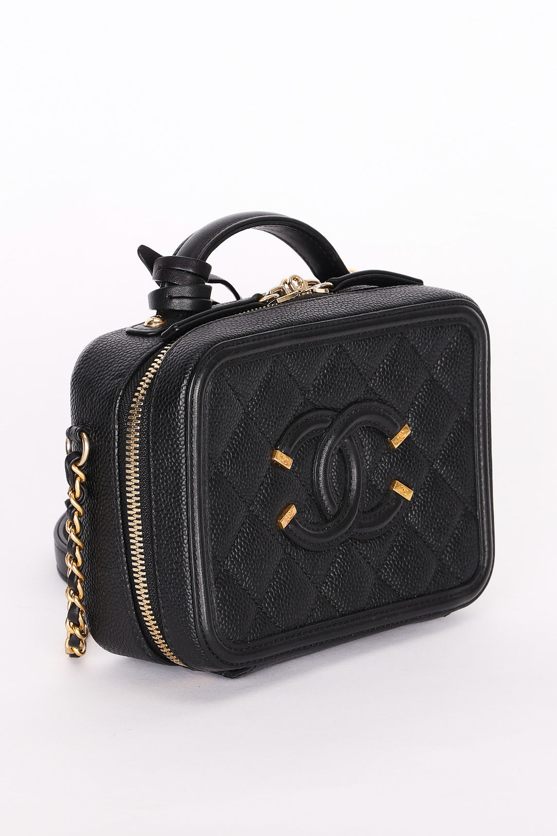 Chanel Caviar Black Filigree Crossbody Bag