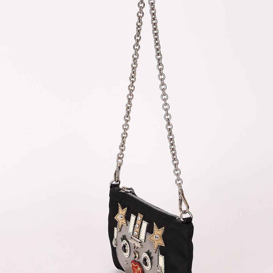 Prada Tessuto Robot Pouch with Chain