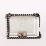 Chanel Galuchat Stingray Mini Boy Bag Silver RHW