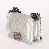 Chanel Galuchat Stingray Mini Boy Bag Silver RHW