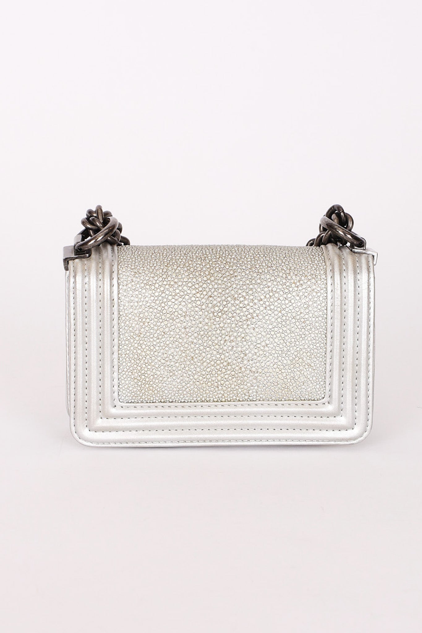 Chanel Galuchat Stingray Mini Boy Bag Silver RHW