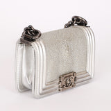Chanel Galuchat Stingray Mini Boy Bag Silver RHW