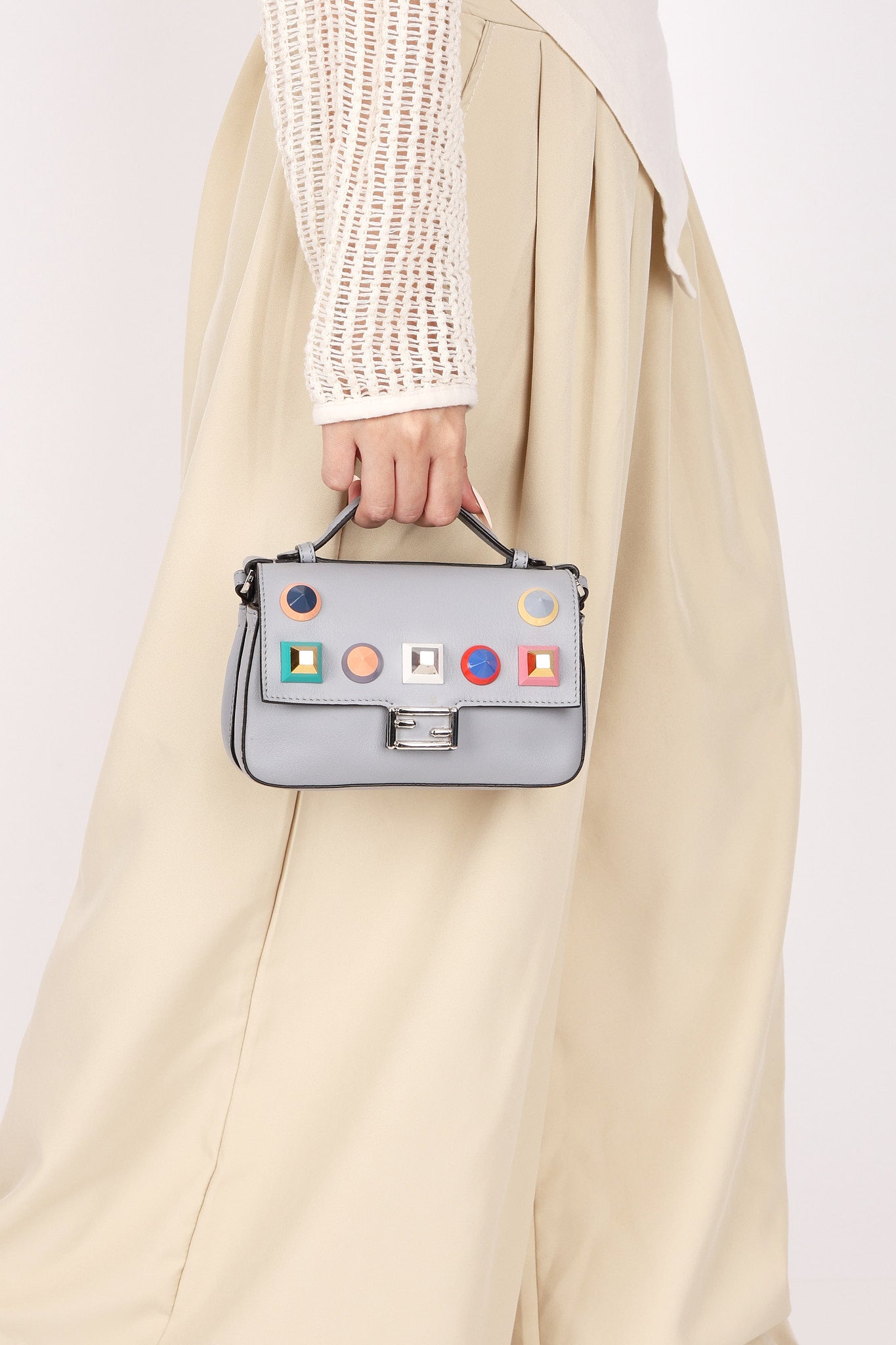 Fendi Studded Micro Double Baguette Bag